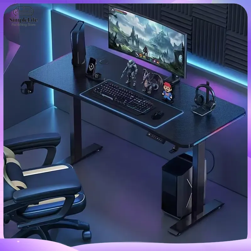Esports Gaming School - مكتب ألعاب فاخر قابل للتعديل كهربائيًا،