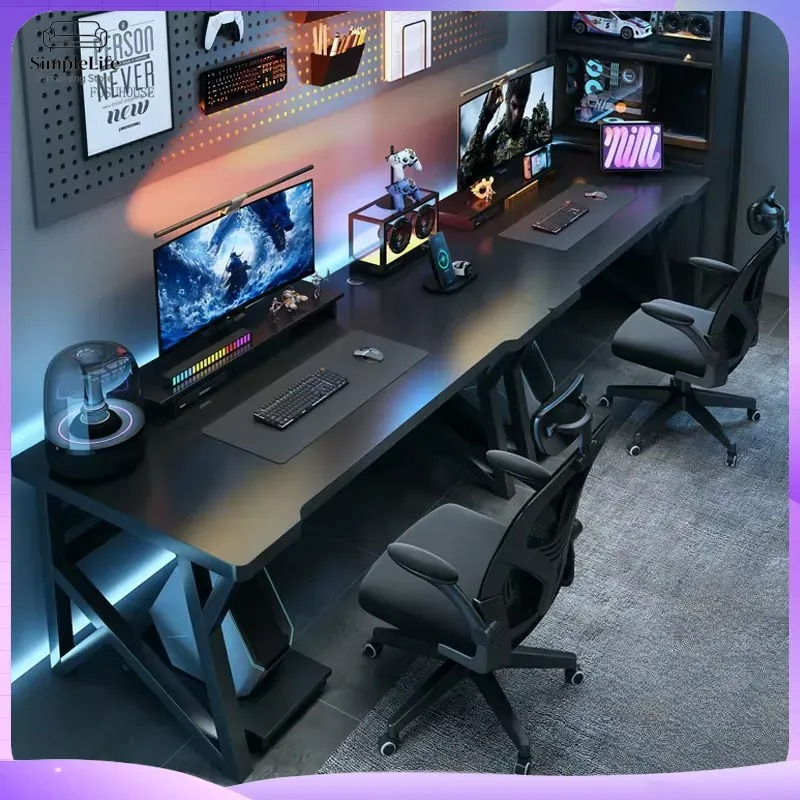 Esports Gaming School - مكتب كمبيوتر مزدوج عصري للمنزل والمكتب